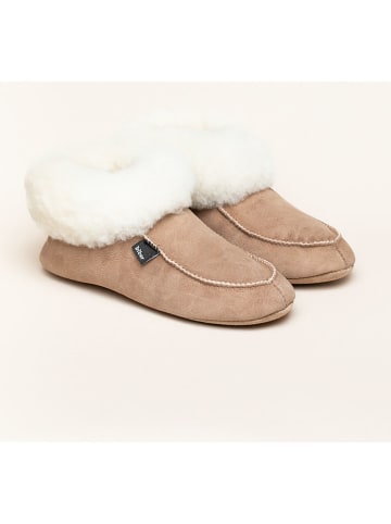 kitz-pichler Leder-Hüttenschuhe "Lammfell" in Hellbraun