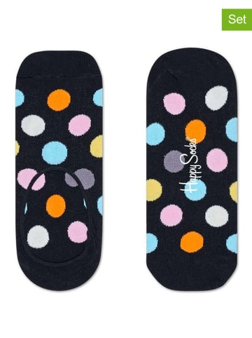 Happy Socks Skarpety-stopki (2 pary) "Big Dots" w kolorze czarnym ze wzorem