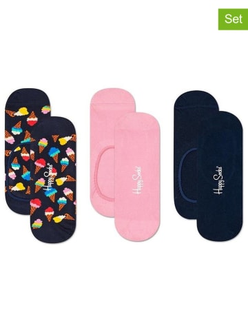 Happy Socks 3-delige set: voetjes zwart/lichtroze