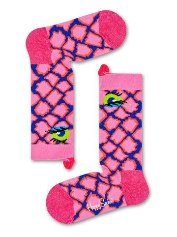 Happy Socks Skarpety "Snake" w kolorze jasnoróżowo-niebieskim