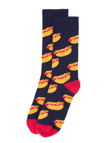Happy Socks Skarpety "Hot Dog" w kolorze granatowo-żółtym
