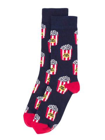 Happy Socks Skarpety antypoślizgowe "Popcorn" w kolorze granatowo-czerwonym