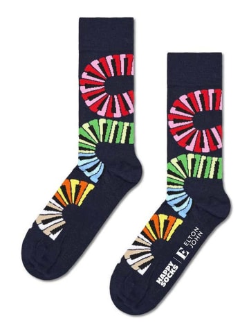 Happy Socks Skarpety "Elton John Piano" w kolorze granatowym ze wzorem