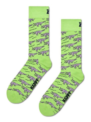 Happy Socks Skarpety "Crocodile" w kolorze jasnozielonym