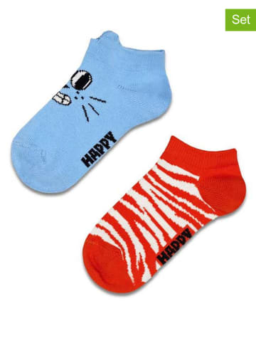 Happy Socks 2er-Set: Socken "Cat" in Orange/ Hellblau