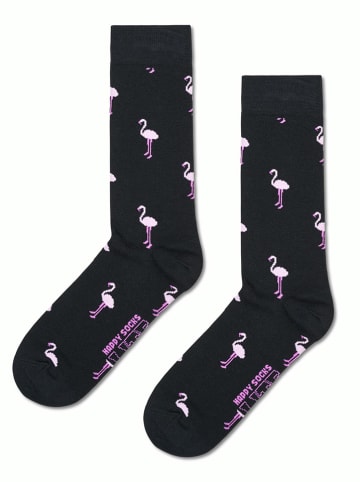 Happy Socks Skarpety "Famingo" w kolorze czarno-jasnoróżowym