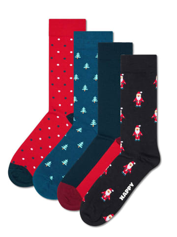 Happy Socks Skarpety antypoślizgowe (4 pary) "Holiday" w kolorze granatowo-czerwonym