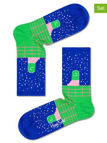 Happy Socks Skarpety (2 pary) w kolorze zielono-niebieskim