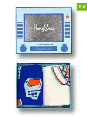 Happy Socks 2-częściowy zestaw prezentowy w kolorze biało-niebieskim