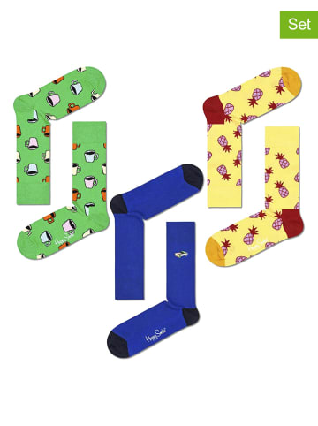 Happy Socks Skarpety (3 pary) w kolorze niebiesko-żółto-zielonym