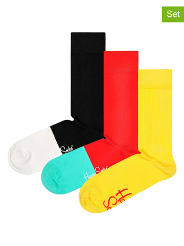Happy Socks Skarpety (3 pary) w kolorze czarno-czerwono-żółtym