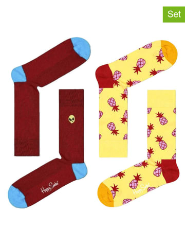 Happy Socks 2er-Set: Socken in Braun/ Gelb