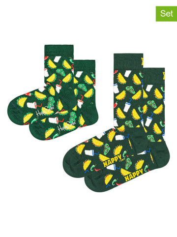 Happy Socks 2er-Set: Socken "Tacos" in Grün/ Gelb