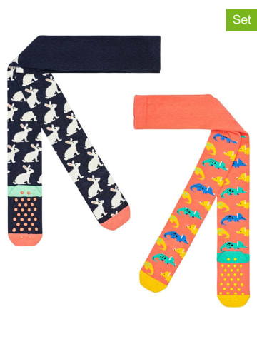 Happy Socks 2er-Set: Socken in Orange/ Schwarz