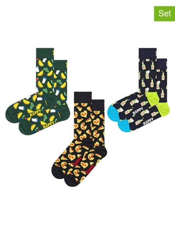 Happy Socks Skarpety (3 pary) "Pizza love" ze wzorem