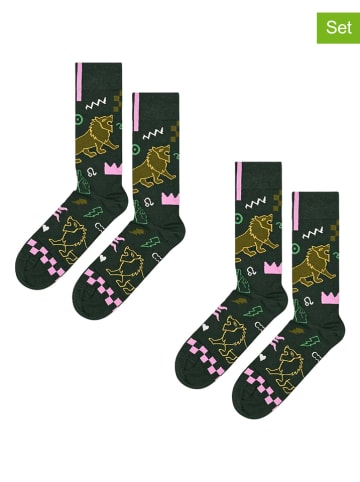 Happy Socks Skarpety (2 pary) w kolorze zielono-jasnoróżowym