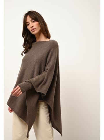 Just Cashmere Kaszmirowe ponczo "Meredith" w kolorze brązowym