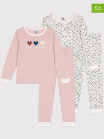 PETIT BATEAU 2er-Set: Pyjamas in Rosa/ Weiß