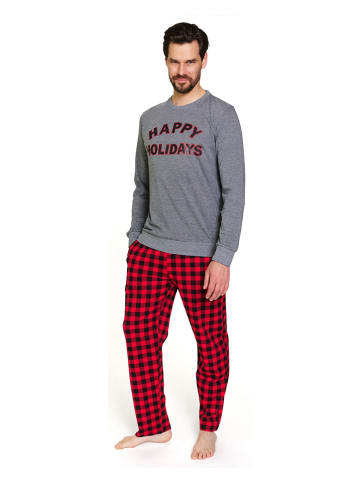 Doctor Nap Pyjama in Grau/ Rot