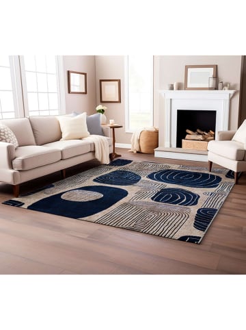 Mioli Laagpolig tapijt donkerblauw/crème