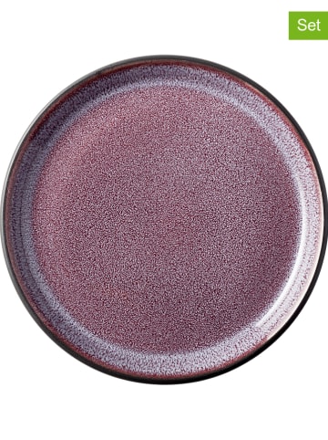 Bitz 6er-Set: Brotteller "Gastro" in Lila/ Schwarz - Ø 17 cm
