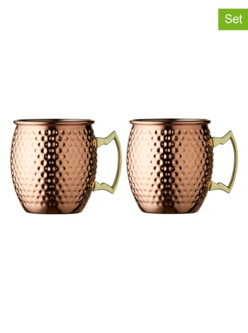 Lyngby Glas 2-delige set: moscow-mule-bekers koperkleurig - 550 ml