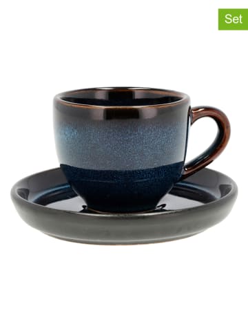 Bitz 6er-Set: Espressotassen in Dunkelblau/ Schwarz - 70 ml