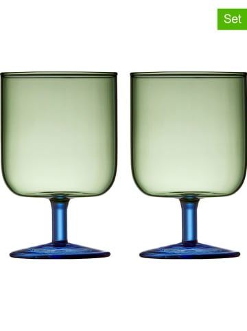 Lyngby Glas Kieliszki (2 szt.) w kolorze niebiesko-zielonym do wina - 300 ml