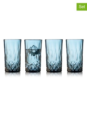 Bitz 4-delige set: glazen "Sorrento" blauw - 380 ml