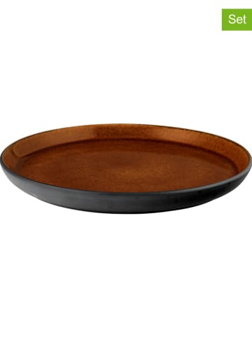 Bitz 6er-Set: Dessertteller "Gastro" in Bernstein/ Schwarz - Ø 21 cm