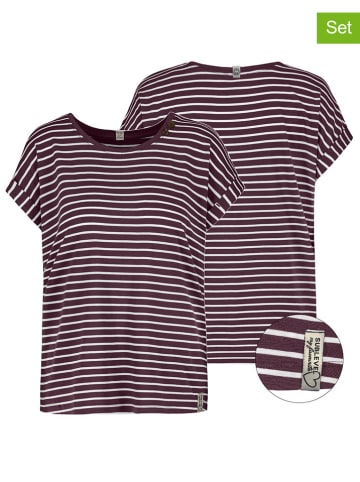 Sublevel 2er-Set: Shirts in Aubergine/ Weiß