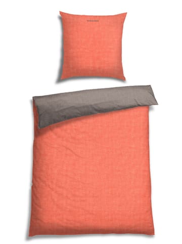 Schiesser Renforcé-Bettwäsche-Set "Doubleface" in Orange/ Grau