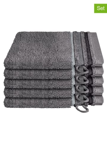 Schiesser 5-delige set: washandjes "Skyline" antraciet