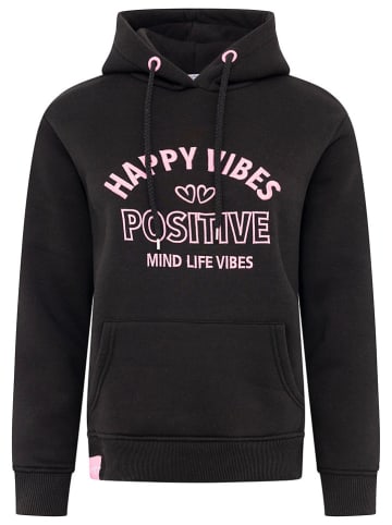Zwillingsherz Hoodie "Happy Vibes" in Schwarz