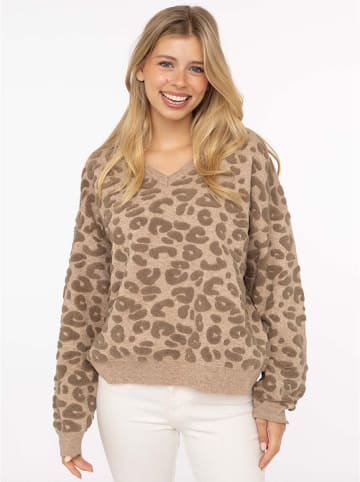 Zwillingsherz Pullover "3D Leo" in Hellbraun