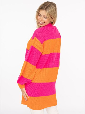 Zwillingsherz Cardigan "Blockstreifen" in Pink/ Orange