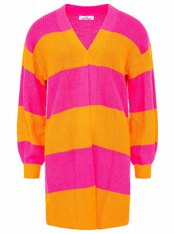 Zwillingsherz Cardigan "Blockstreifen" in Pink/ Orange
