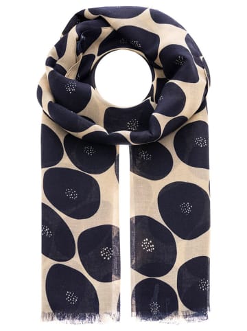 Zwillingsherz Schal in Dunkelblau/ Beige
