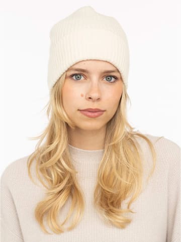 Zwillingsherz Kaschmir-Mütze in Creme
