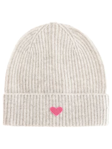 Zwillingsherz Kaschmir-Beanie in Grau/ Grau