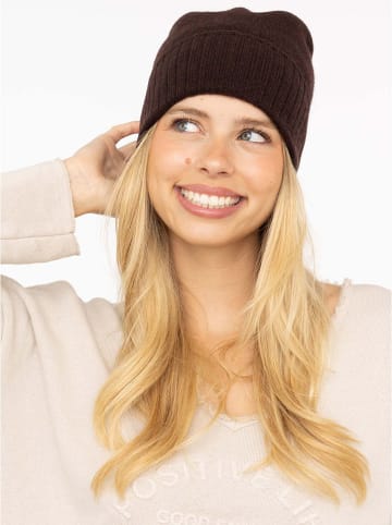 Zwillingsherz Kaschmir-Mütze in Braun