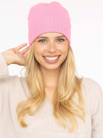 Zwillingsherz Kaschmir-Mütze in Rosa