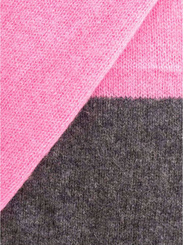 Zwillingsherz Kaschmir-Schal in Grau/ Pink