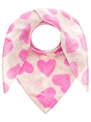 Zwillingsherz Kaschmir-Dreieckstuch in Beige/ Pink