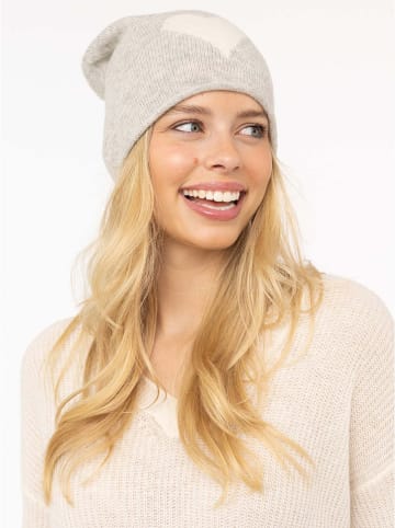 Zwillingsherz Kaschmir-Beanie in Grau