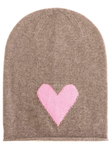 Zwillingsherz Kaszmirowa czapka beanie w kolorze szarobrązowym