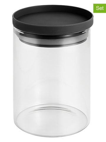 metaltex 2er-Set: Vorratsgläser in Schwarz - 700 ml
