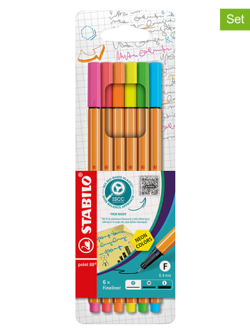 STABILO 12er-Set: Fineliner "STABILO point 88 Neonfarben - 2x 6 Stück
