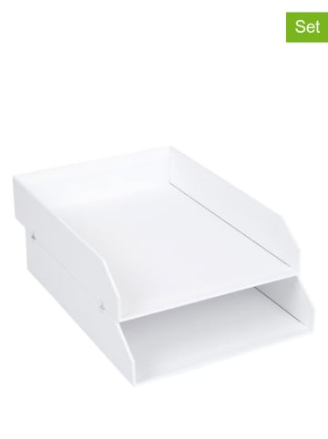 BigsoBox 2er Set: Dokumenten-Ablagen "Hakan" in Weiß - (B)23 x (H)6 x (T)31 cm