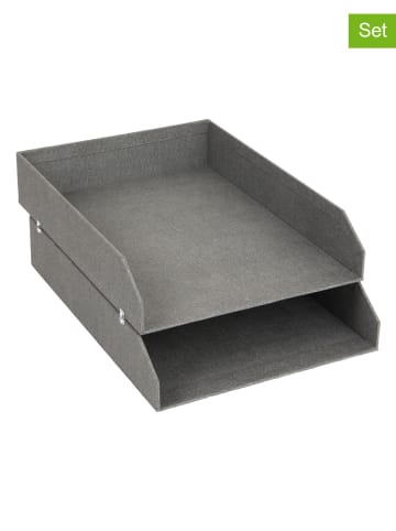BigsoBox 2er Set: Dokumenten-Ablagen "Hakan" in Grau - (B)23 x (H)6 x (T)31 cm